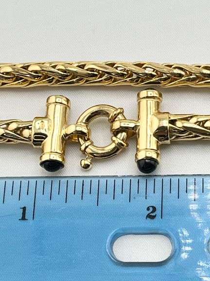 Italian 14KT Yellow Gold 5MM Franco Chain necklace With Black Onyx Springring Clasp