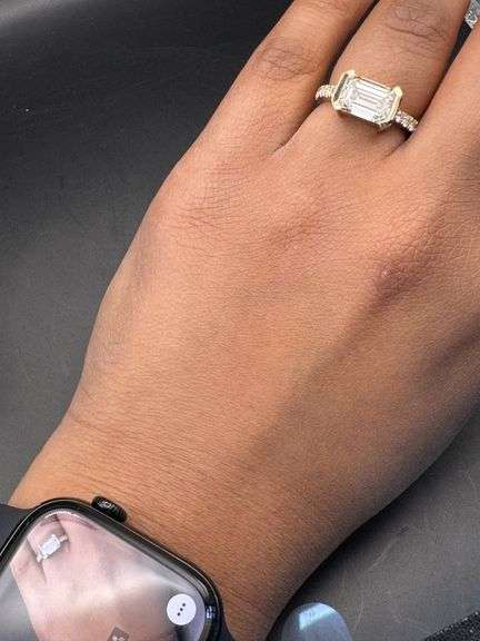 14K Yellow Gold Emerald Cut Lab Diamond Ring of 3.66 Ct