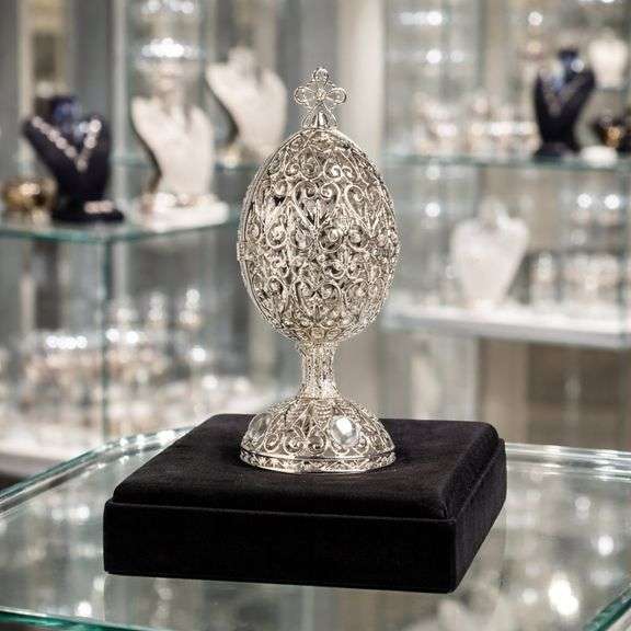 Silver-Plated Trinket Box with Crystals