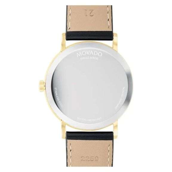 Movado Signature Men’s Gold-Tone Watch with Black Leather Strap | Swiss Made