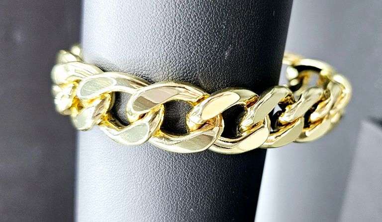 Huge 63.5 Gram 14 Kt Yellow Gold Plate Curb Link Bracelet