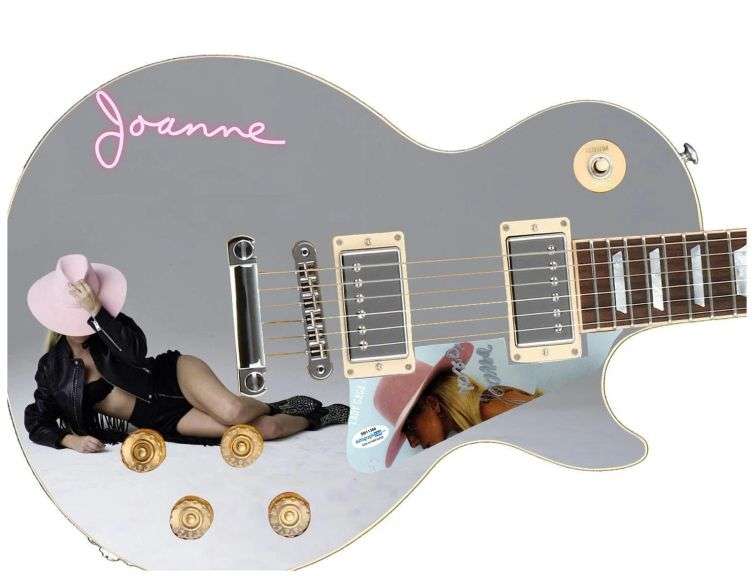 Lady Gaga Autographed "Joanne" Lp Cd Album Custom Graphics Electric Guitar ACOA