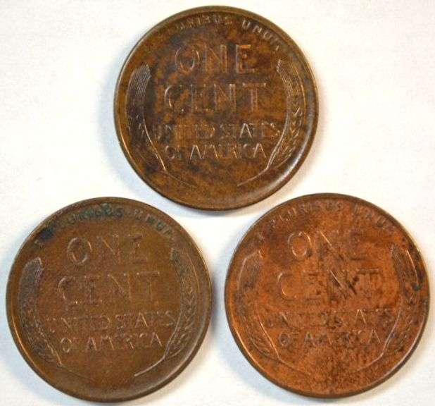 3 Different Uncirculated Lincoln Wheat Cents: 1919-S, 1928, & 1931-D