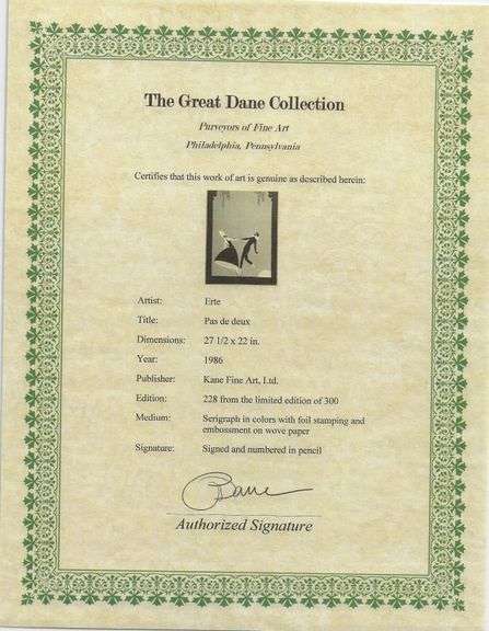Erte "Pas de Deux" Signed Limited Edition Serigraph with Foil Stamping