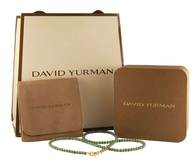 David Yurman Spiritual Beads Nephrite Jade Stranded Necklace in 18K