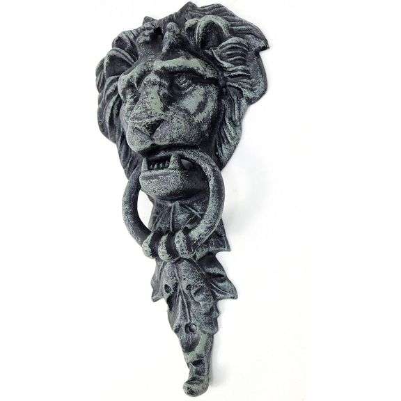 Verdigris Lion Head Cast Iron Door Knocker