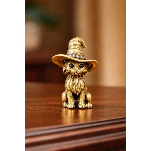 Solid Brass Witch Cat