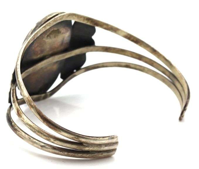 925 Sterling Silver Vintage Navajo Style Large Turquoise Cuff Bracelet