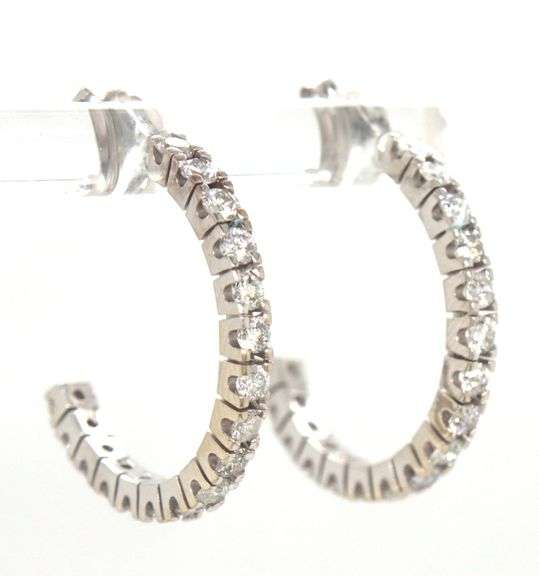 14kt White gold lab grown diamond half hoops
