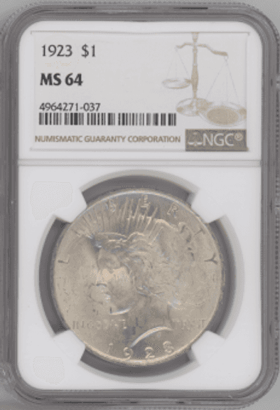 1923 Peace Silver Dollar NGC MS64 Near Gem BU | Brilliant Luster
