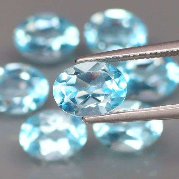Matched! 7 piece 11.05ct bay blue Topaz set! 8x6m each!