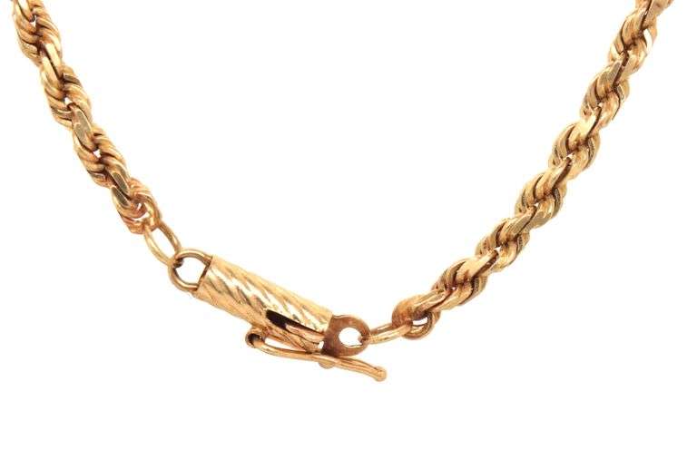 Always Popular 14K YG Diamond Cut Rope Necklace