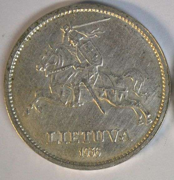 Choice original near Mint 1936 Lithuania 10 Litu Silver piece