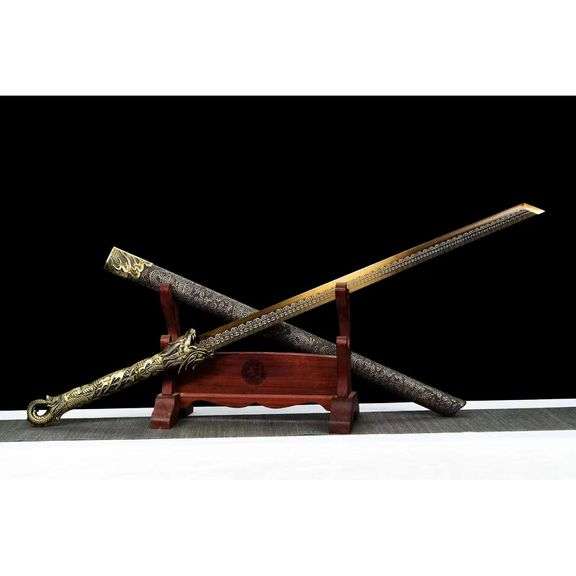 Tang Dynasty–Style Steel Blade Dao Sword with Dragon Sheath