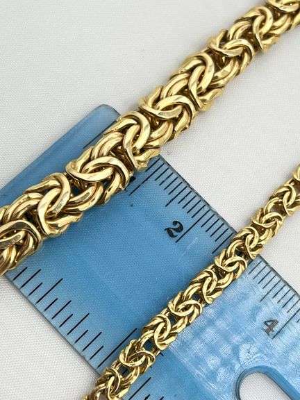Italian 14KT Yellow Gold Gratuated 4MM to7MM Byzantine Necklace