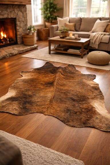 Genuine Brindle Reddish Cowhide Rug