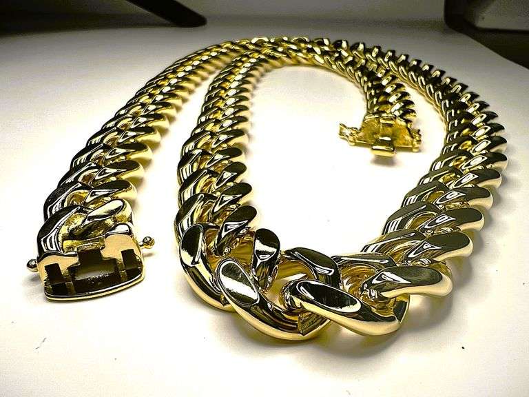 Huge 183.5 Gram Yellow Gold Plate Cuban Curb Link Chain Necklace