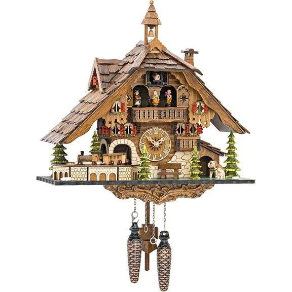 Black Forest House Cuckoo Clock with Moving Pieces