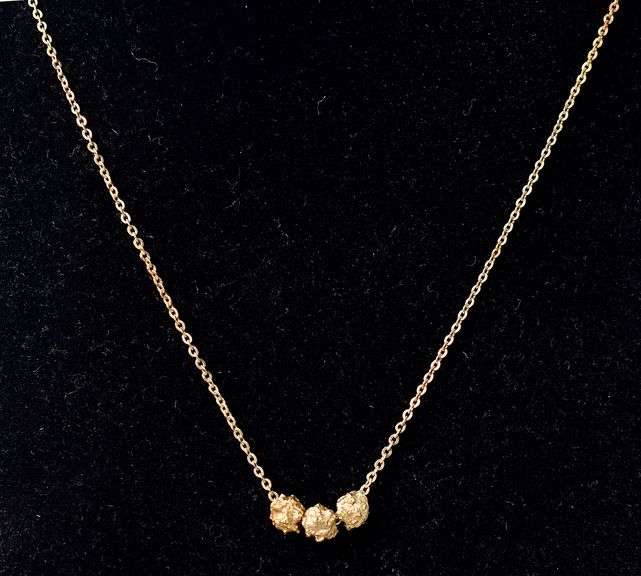 Gold Nugget Designed Pendant Necklace in Vermeil Sterling Silver