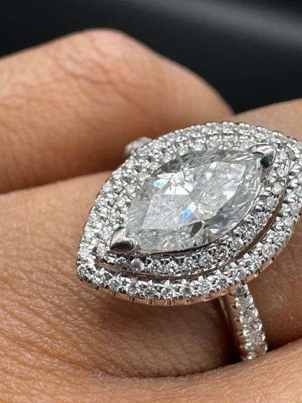 14K White Gold Marquise Cut Diamond Cut