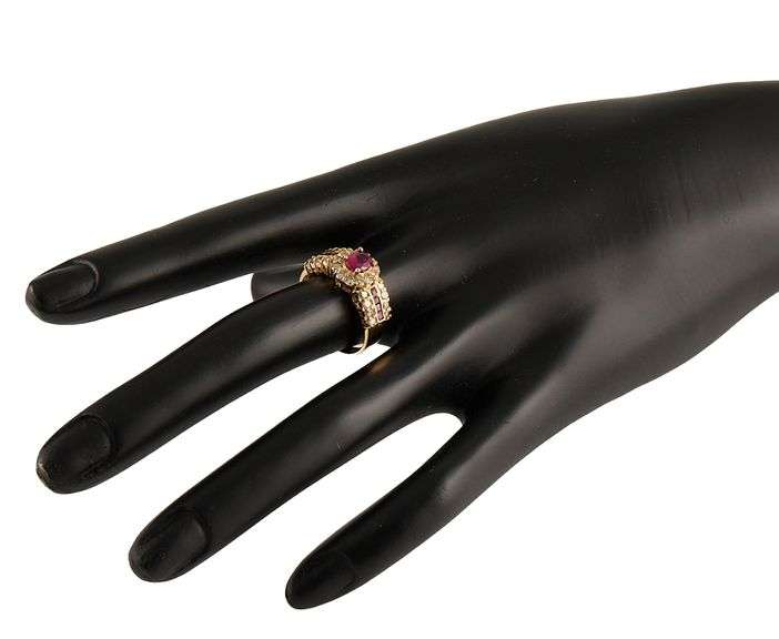 0.50ct Oval Ruby and 0.65ctw Diamond Frame Ring in 14K