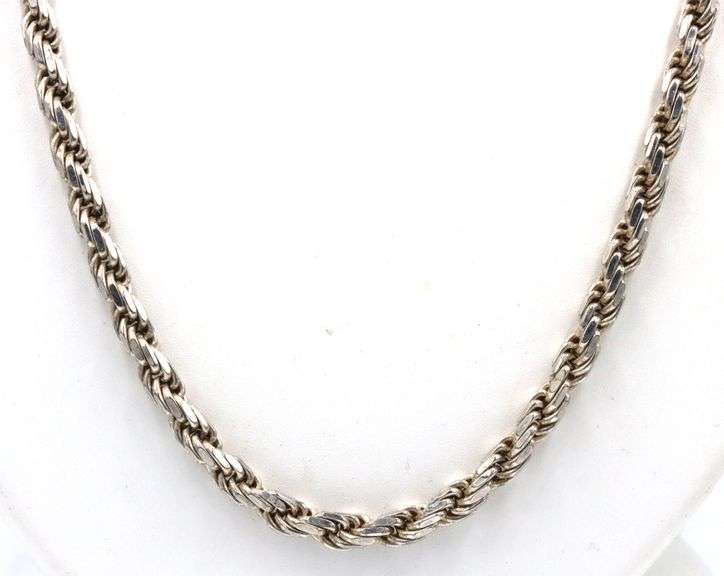 Italian Vintage 925 sterling silver rope chain necklace