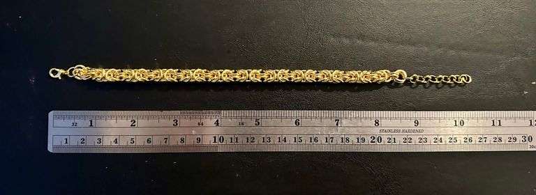 Sharp 43.9 gram Yellow Gold Plated Byzantine Bracelet
