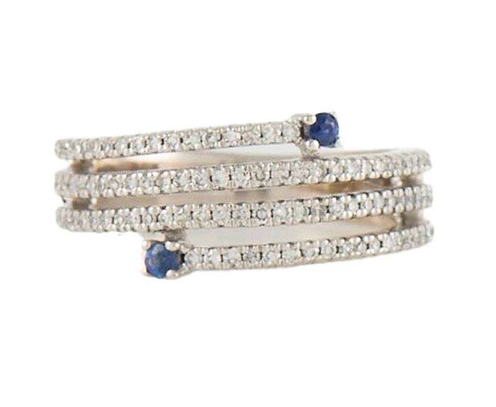 Vera Wang 0.30ctw Diamond and 0.08ctw Sapphire Multi Row Spiral Ring in 14K