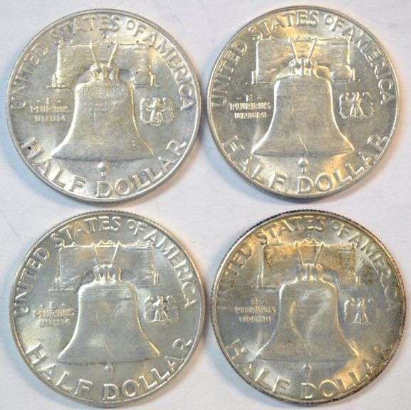 Original Choice BU 1948-D, 1950, 1952, & 1953-S Franklin Half Dollars