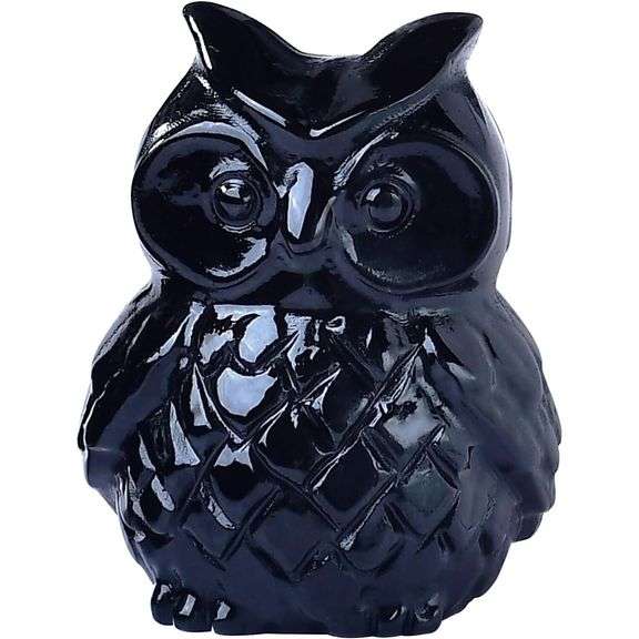 Hand-Carved Black Obsidian Owl