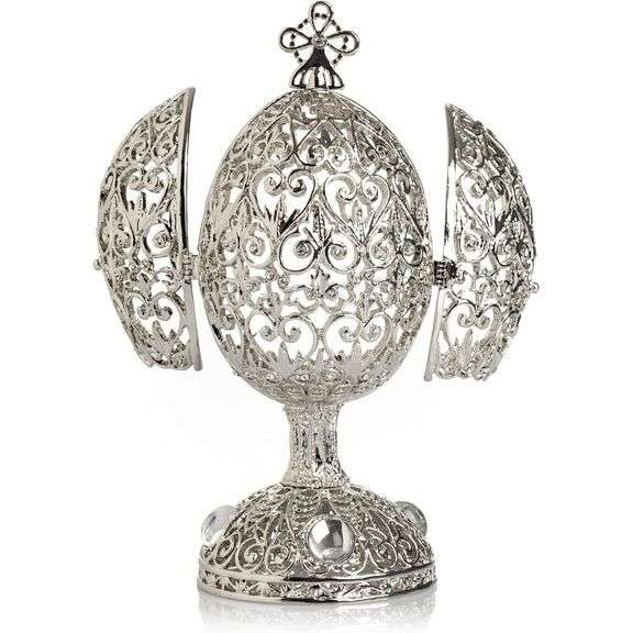 Silver-Plated Trinket Box with Crystals