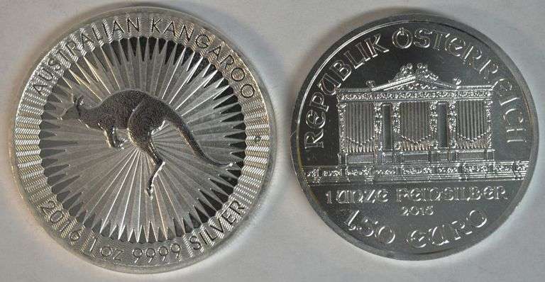 Impressive 2016 Australia 1 oz Kangaroo & 2015 1 oz Austria Philharmonic Silver