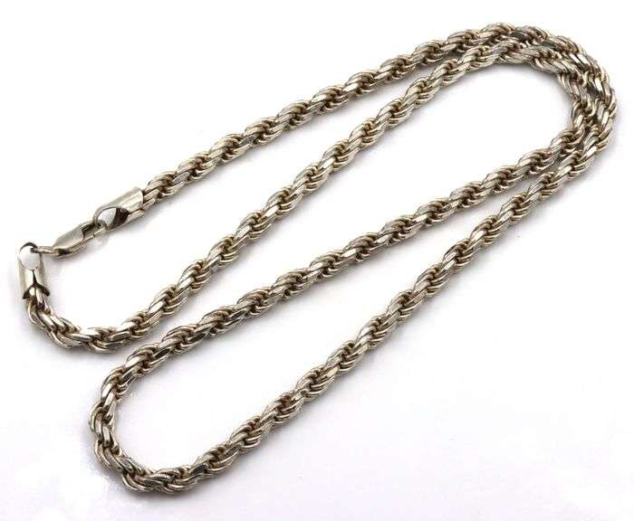 Italian Vintage 925 sterling silver rope chain necklace