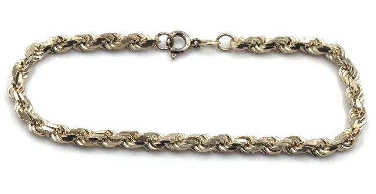 Italian 925 sterling silver rope chain bracelet