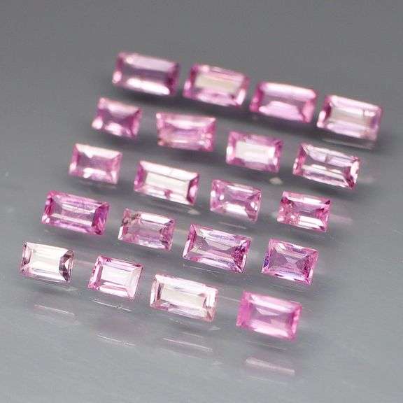 Baguette cut! 2.65ct set of Sapphires with candy pink hues!