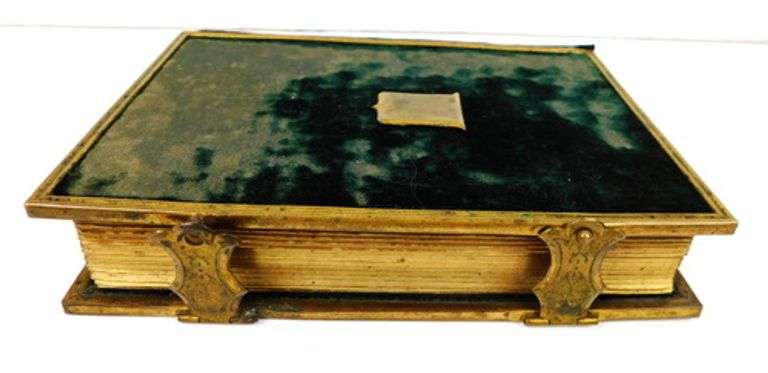 1860 French Velvet Album with Hand Colored Flower Cards