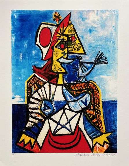 Collectible Pencil Numbered Pablo Picasso, Woman With Red And White Hat