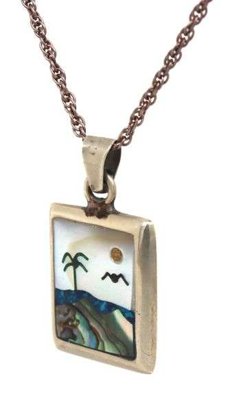 Vintage 925 sterling silver pendant on rope chain necklace