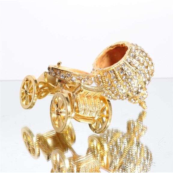 Golden Pumpkin Carriage Hinged Trinket Box