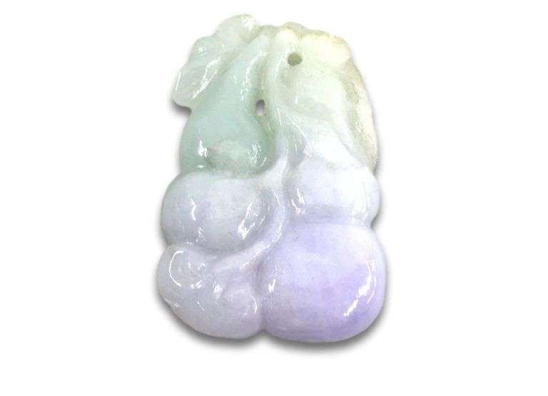 Fine Burmese Jadeite Green and Lavender Amulet