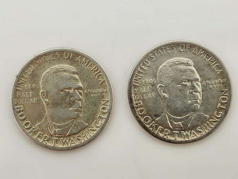 (2) 1946 Booker T. Washington Half Dollars
