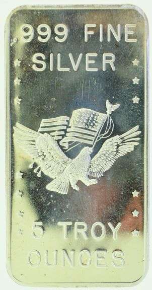 5 Troy oz Pure .999 Fine Silver Bar in Plastic