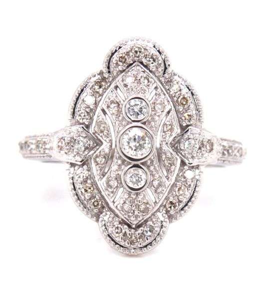 Vintage style Milgrain cluster ring