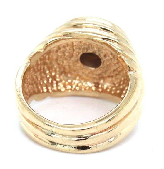 14kt Yellow gold 0.65ctw bezel set diamond halo Signet ring