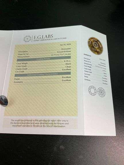 certified 6.19 carats black moissanite