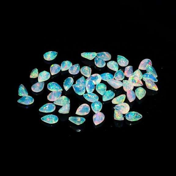 5 Natural Ethiopian Opal Pear-Cut Gemstones