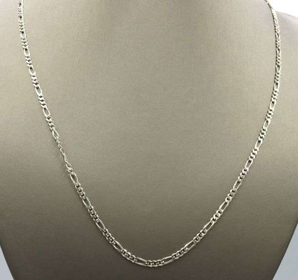 925 Sterling silver signed Figaro chain necklace