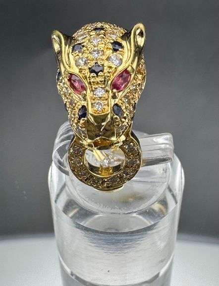 18K Yellow Gold Designer Panther Ring