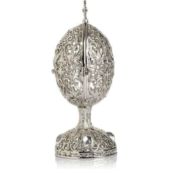 Silver-Plated Trinket Box with Crystals