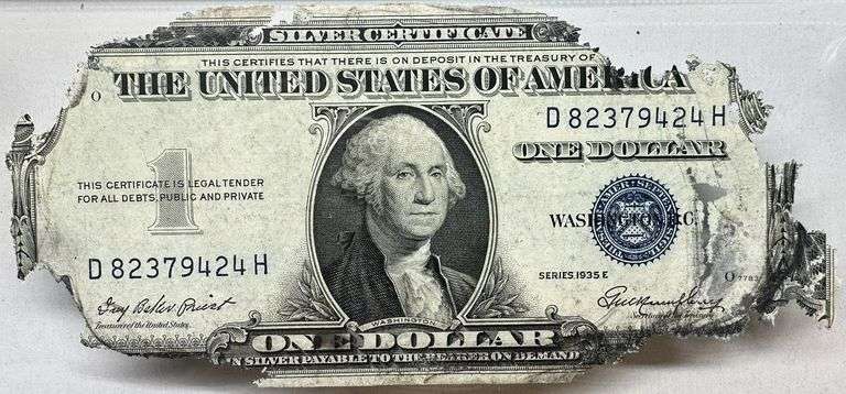 1935-E $1 Silver Certificate – S.S. Andrea Doria Shipwreck Recovery – PCGS Grade B – w/ Case & COA